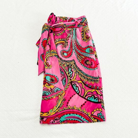 Lilly Pulitzer Pink Flower Printed Wrapped Front Skirt Size M - Picture 5 of 5